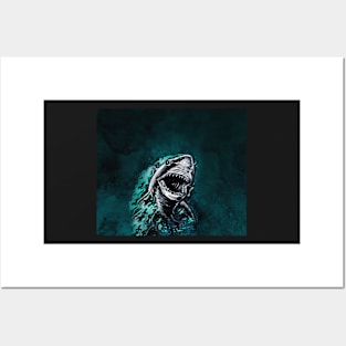 shark - black and white Posters and Art